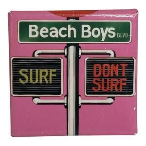 Vintage The Beach Boys Surf Don't Surf Tour 1991 Pink Crosswalk Sign Button